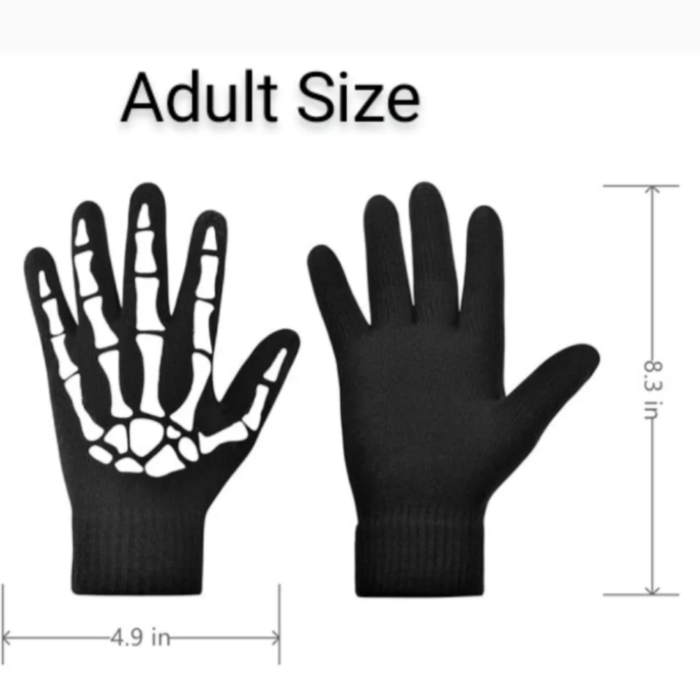 Stretchy Skeleton Gloves Glow in the Dark Stretch Knit Kids and Adult Sizes Goth
